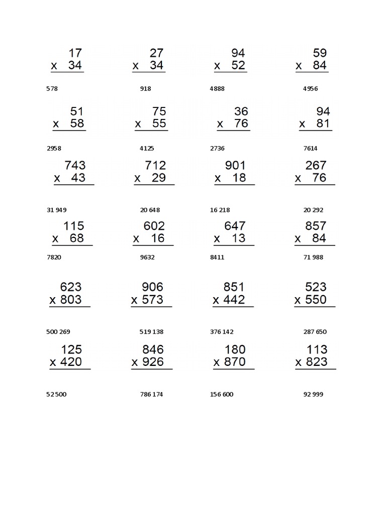 2 and 3 Digit Multiplication and Division | PDF