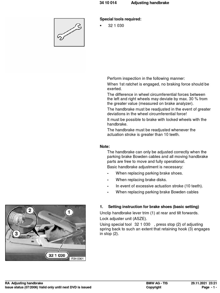BMW Z4 TIS Handbrake PDF