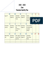 Preschool June Monthly Plan