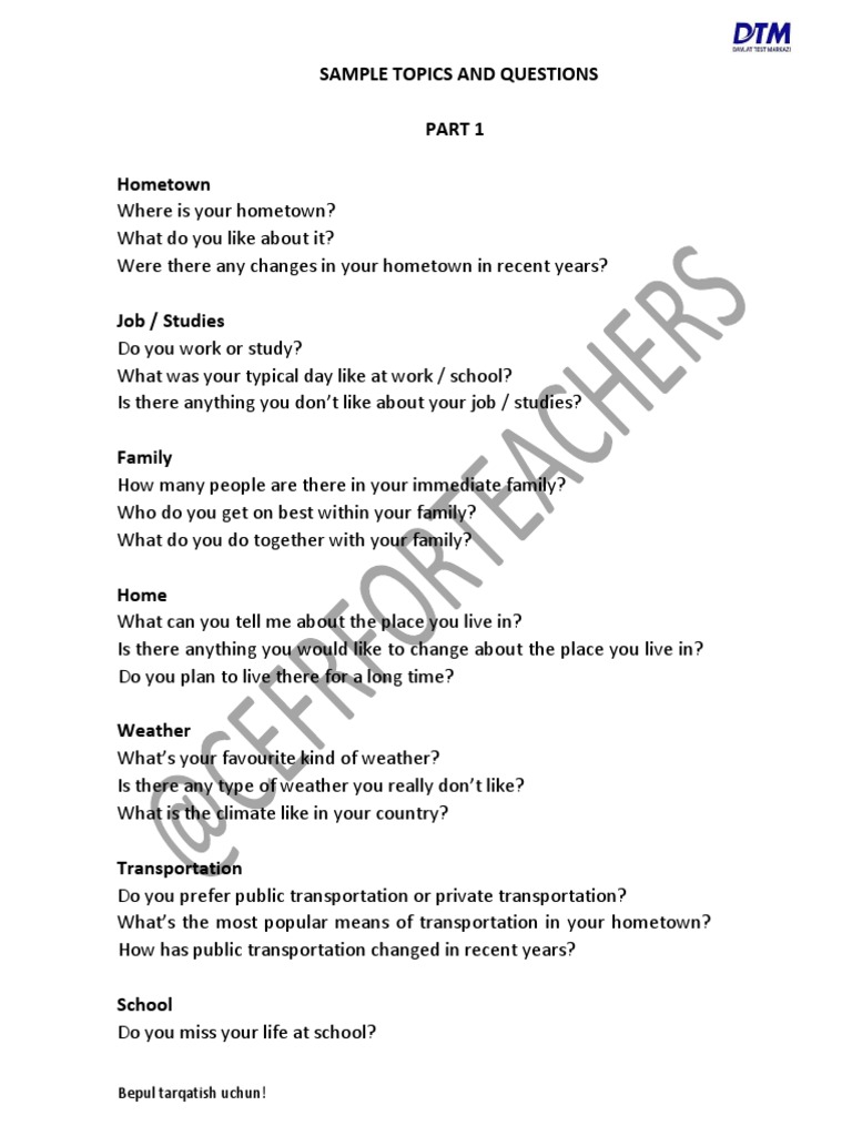 speaking test cefr form 5