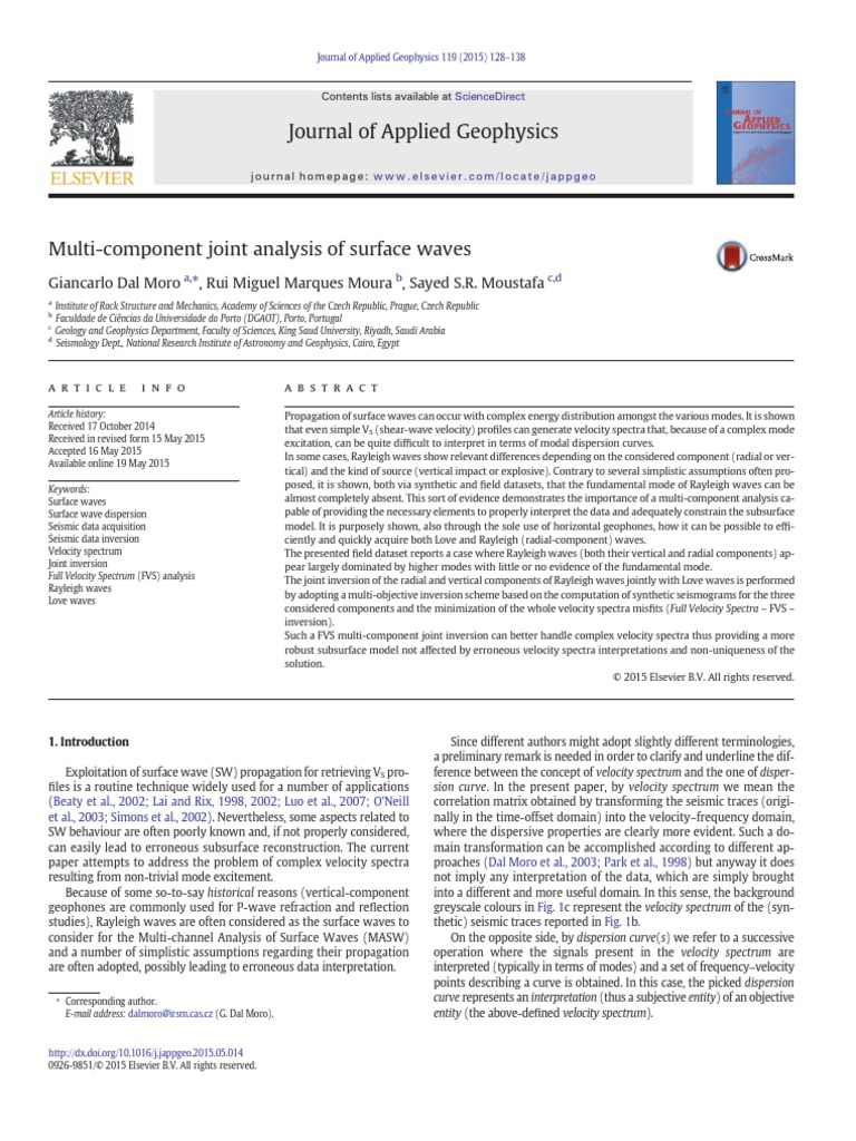 Multi-Component Surface Wave Analysis | PDF | Spectral Density | Waves
