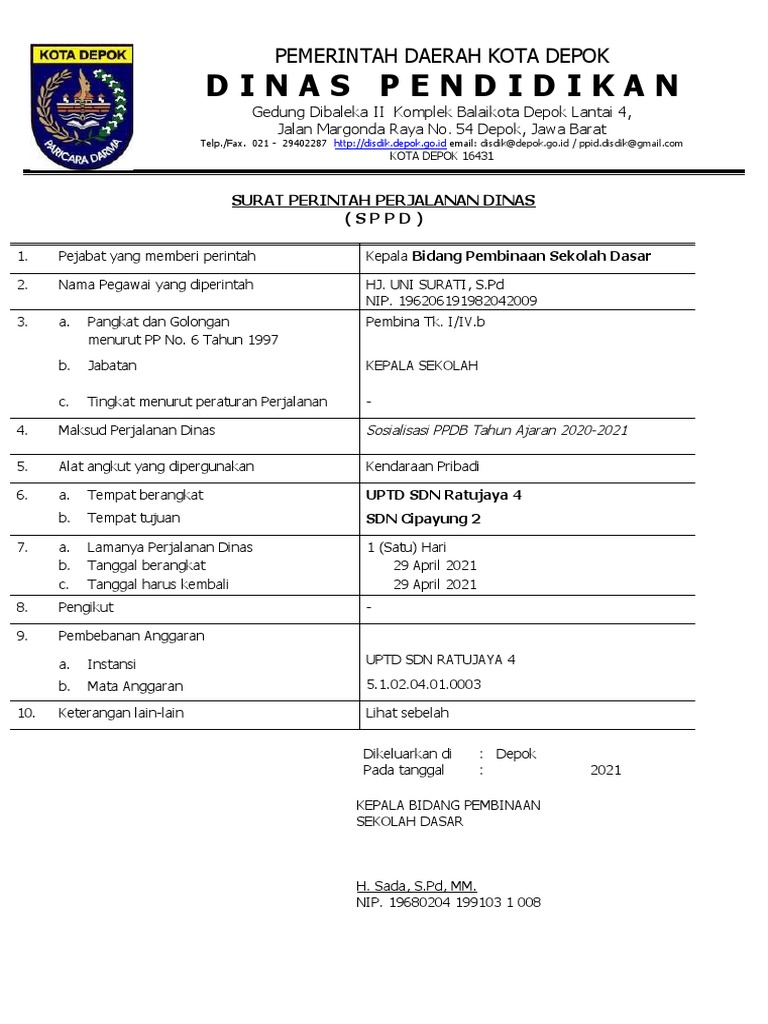 Contoh Sppd Dalam Daerah Pdf