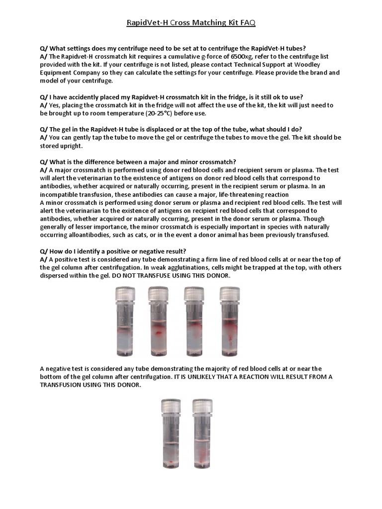 RapidVet-H Crossmatch Kit Guide | PDF