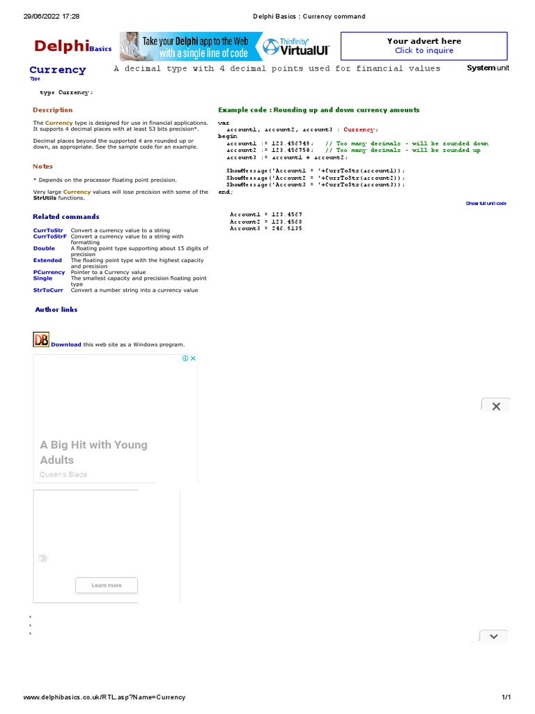 Delphi basics currency command pdf currency significant figures