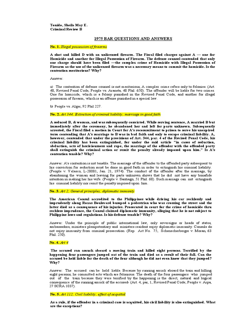 19751977 Bar Qs & As PDF Theft Statute Of Limitations