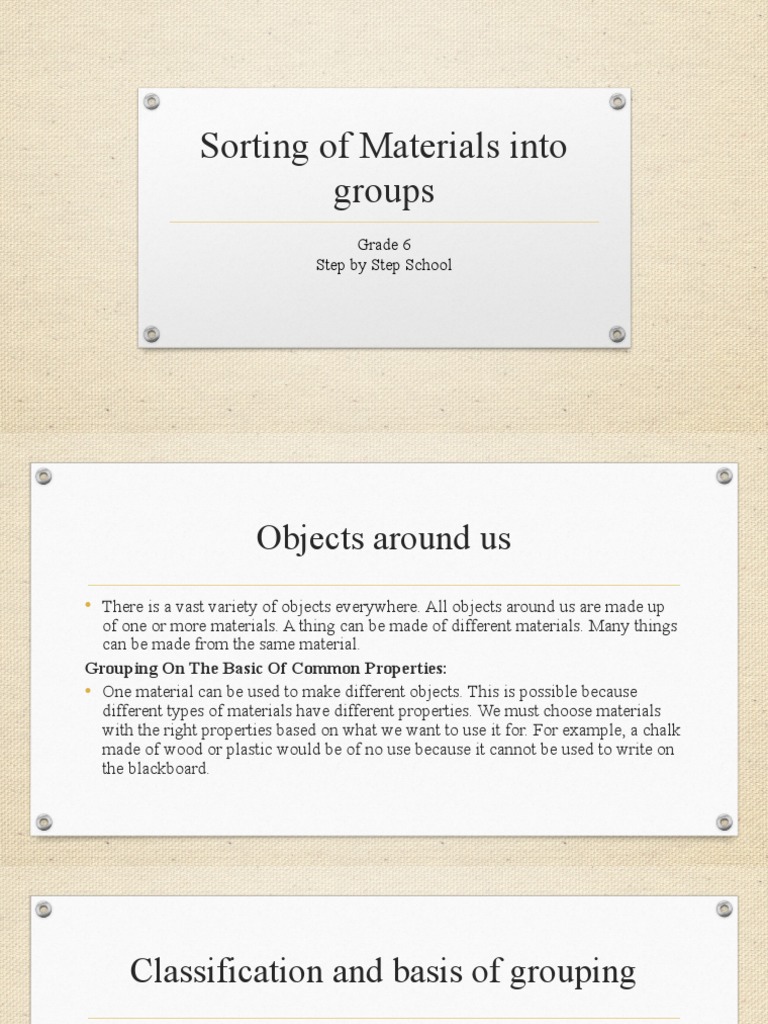 Sorting of Materials Into Groups | PDF