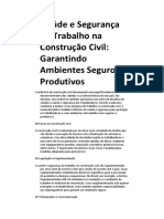 Saúde e Segurança Do Trabalho Na Construção Civil Garantindo Ambientes Seguros e Produtivos