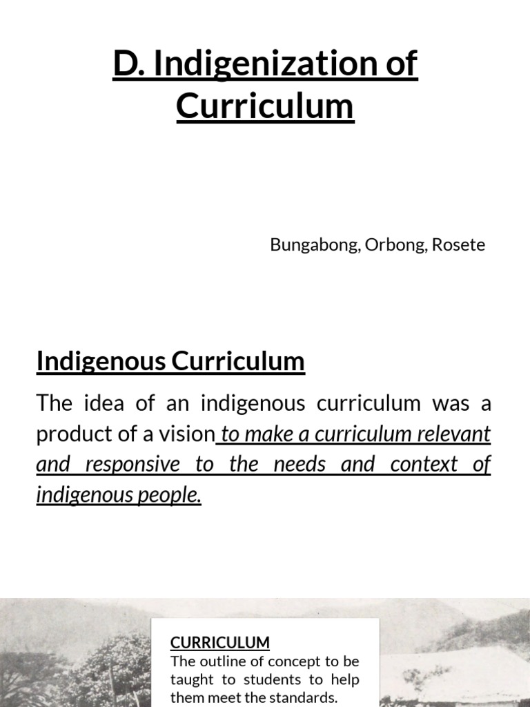 Indigenization Of Curriculum Pdf Curriculum Learning