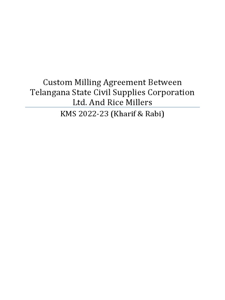 Custom Milling Agreement for Telangana 2022-23 | PDF | Guarantee ...