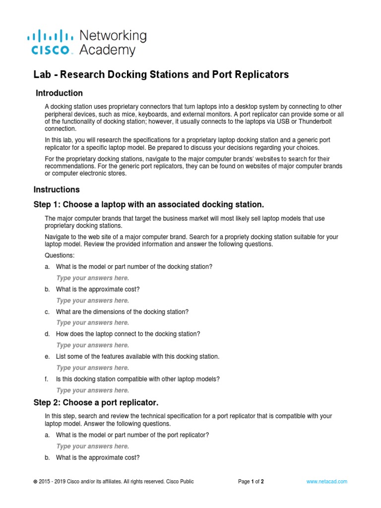 7.1.2.8 Lab Research Docking Stations and Port Replicators PDF
