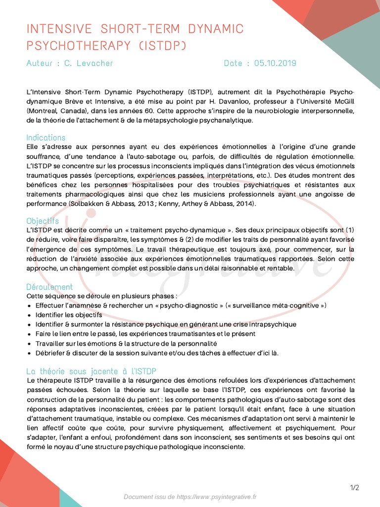 Psychothérapie Dynamique Brève ISTDP | PDF | Développement personnel ...