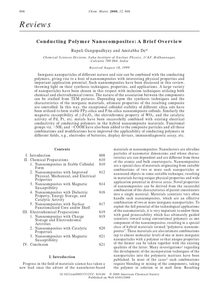 Conducting Polymer Nanocomposites Overview | PDF | Nanocomposite ...