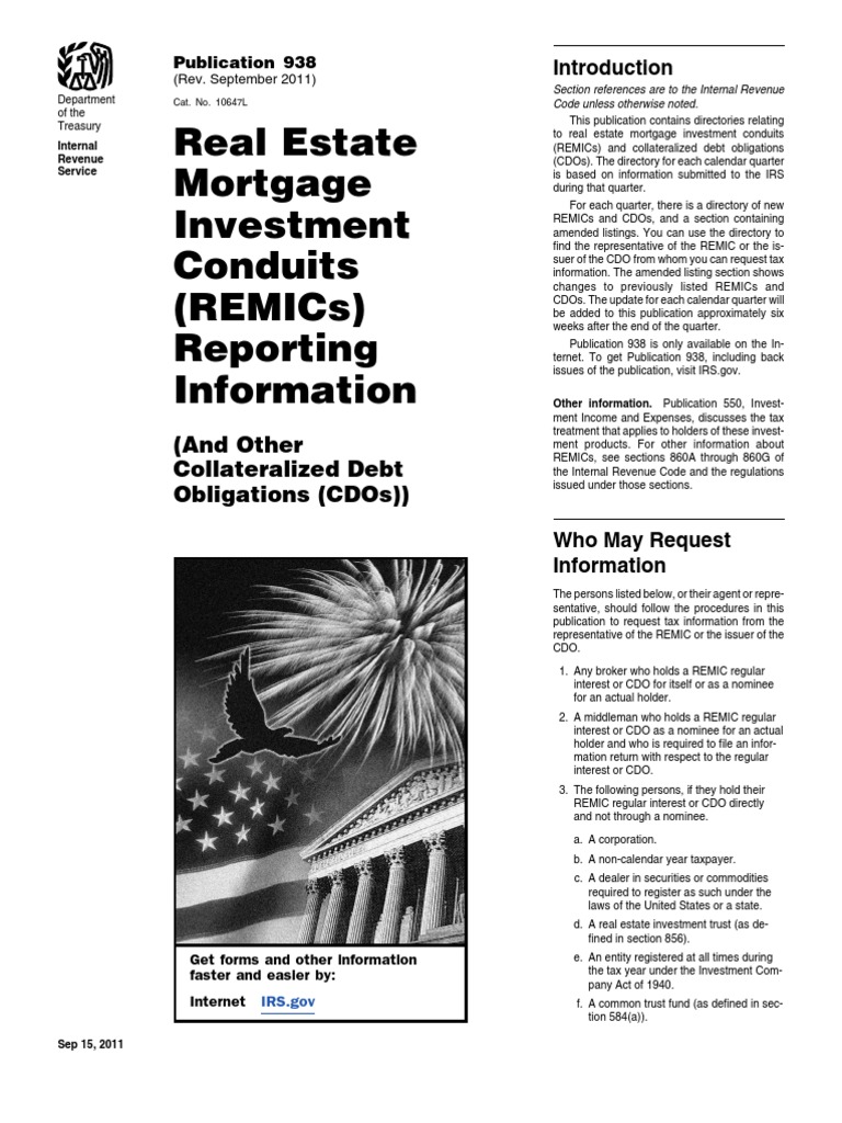 Real Estate Mortgage Investment Conduits (Remics) Reporting Information