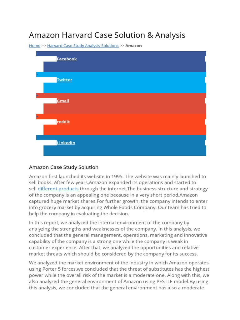 Amazon harvard case solution pdf marketing business