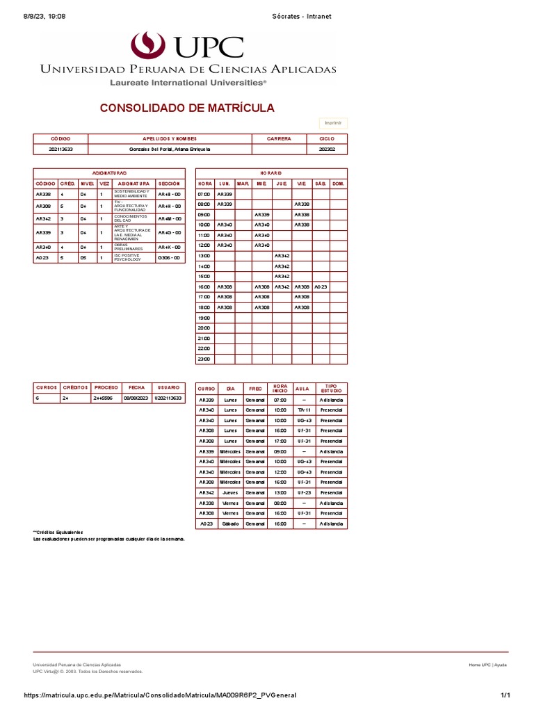 Horario Upc 2023 Ari PDF