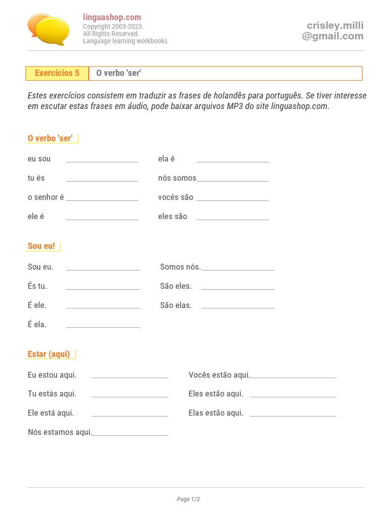 Dutch Workbook PT v1 Exercises 1345 Crisle Gmail | PDF