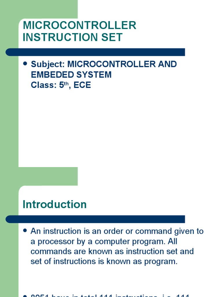 Microcontroller Instruction Set | PDF | Computer Architecture ...