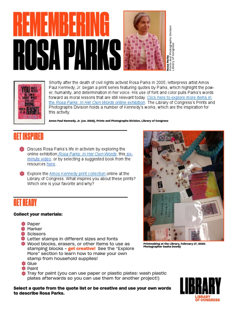 Remembering Rosa Parks | Download Free PDF | Printmaking | Paper