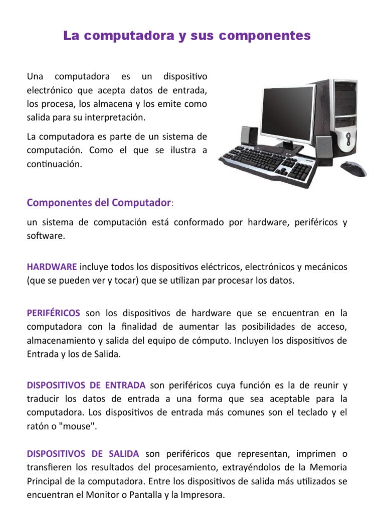 La Computadora y Sus Componentes | PDF