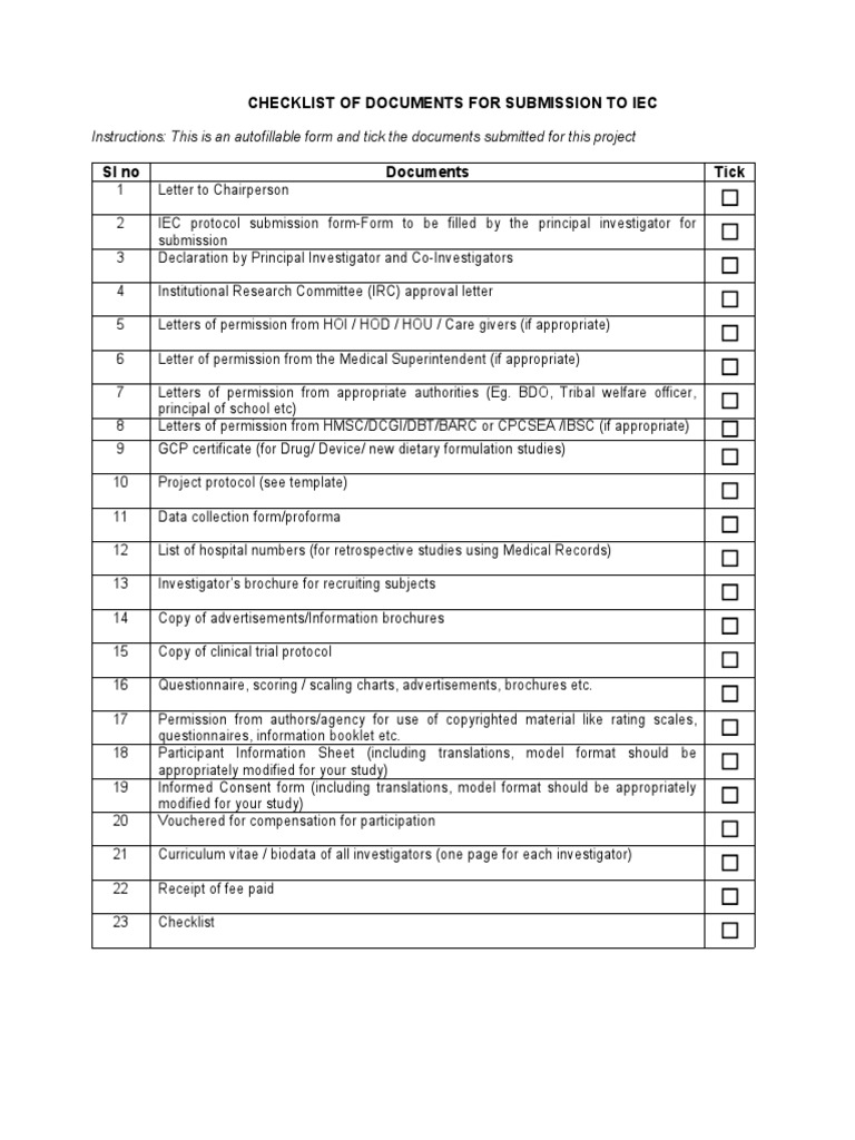 Checklist PDF Clinical Trial Health Sciences