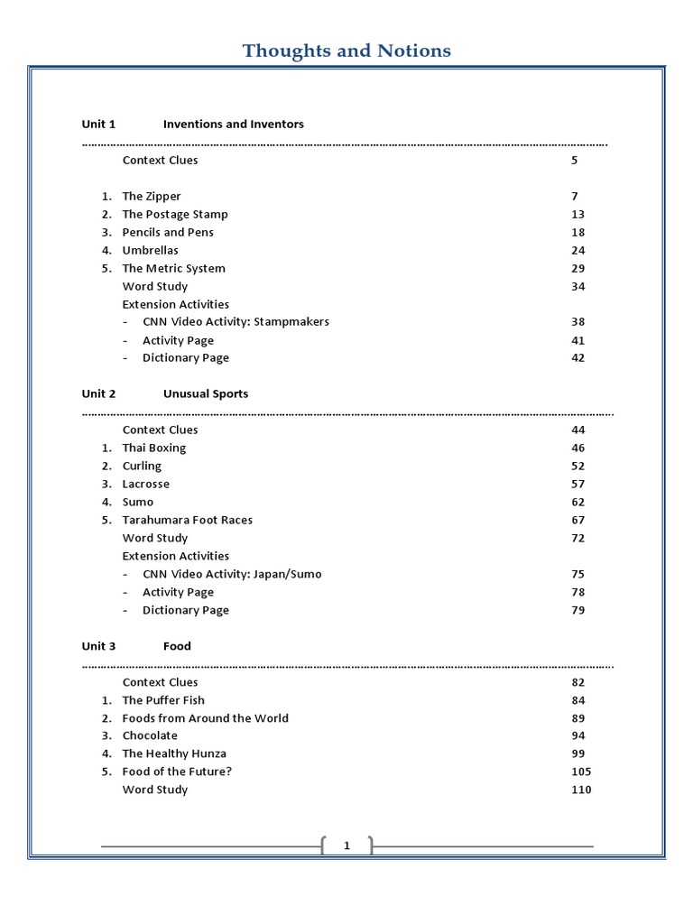 Thoughts and Notions 2 Answer Key | PDF