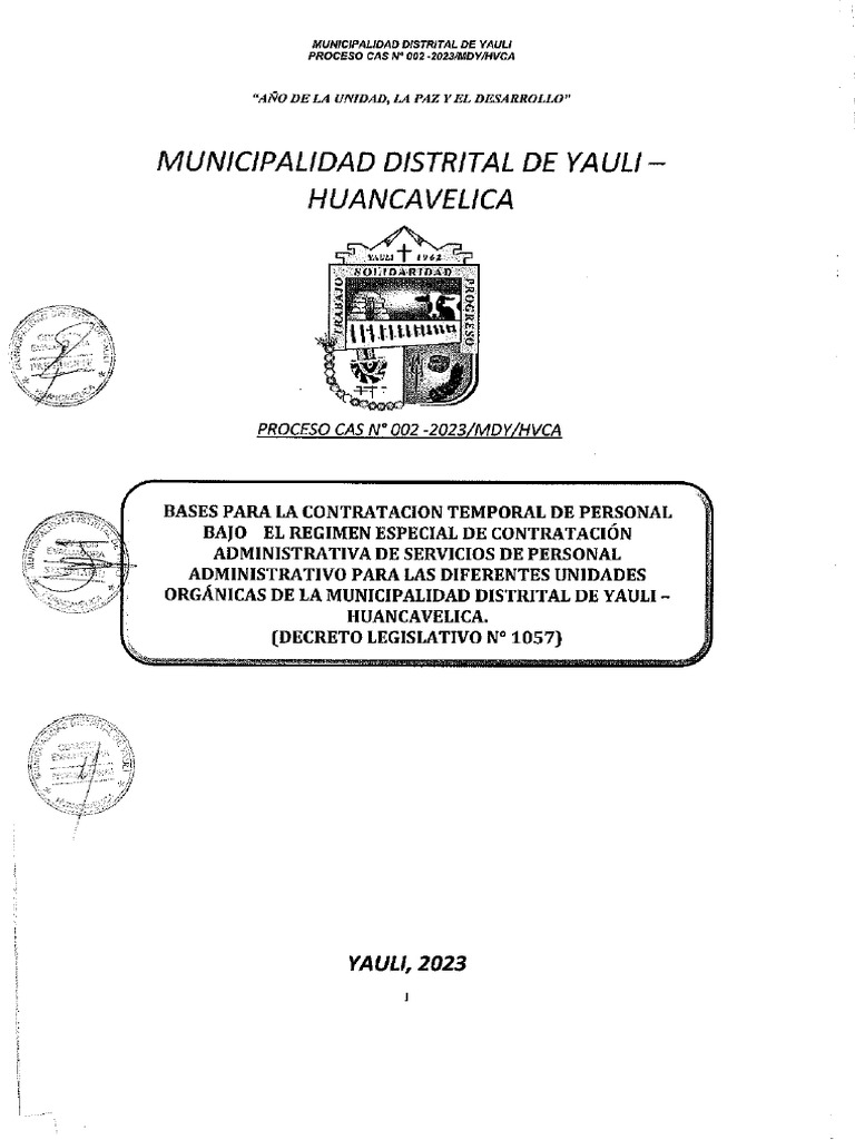 PROCESO CAS N° 002-2023 MDY-HVCA | PDF