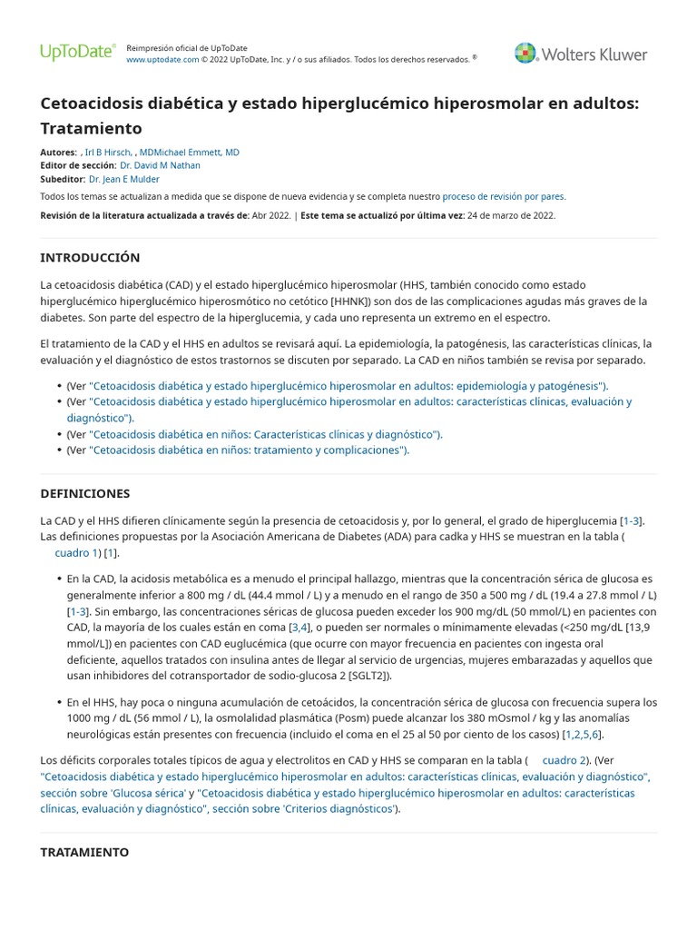 Diabetic ketoacidosis and hyperosmolar hyperglycemic state in adults