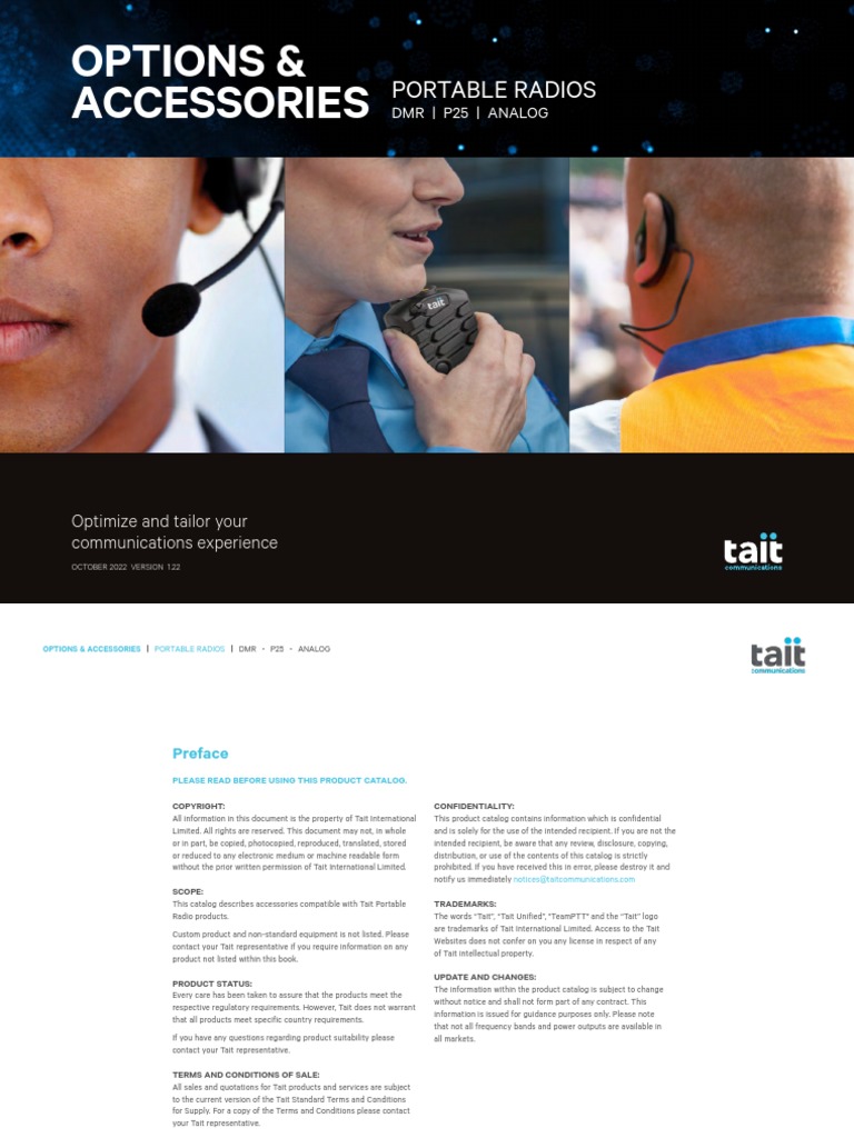 Tait Portable Radio Accessories Catalog PDF