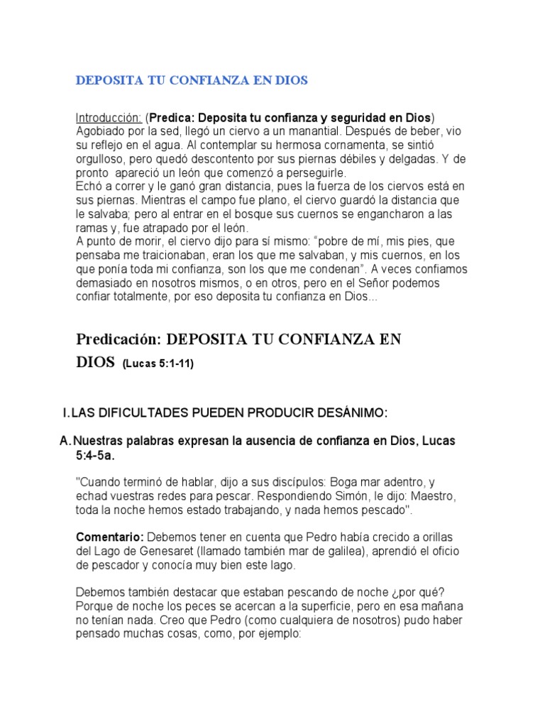 Deposita tu Confianza en Dios | PDF