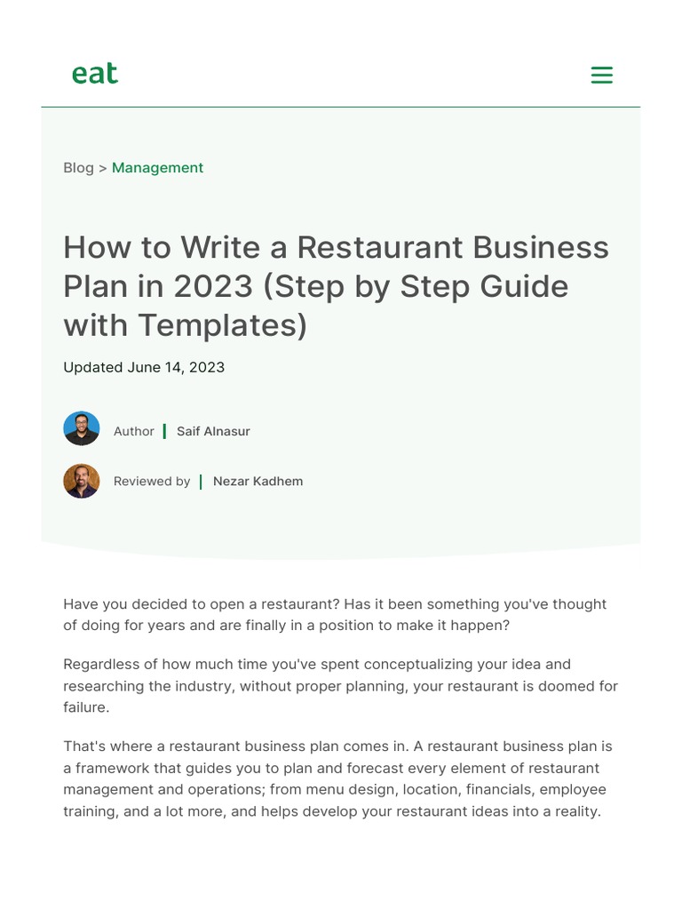 Restaurant Business Plan Guide | PDF | Menu | Restaurants