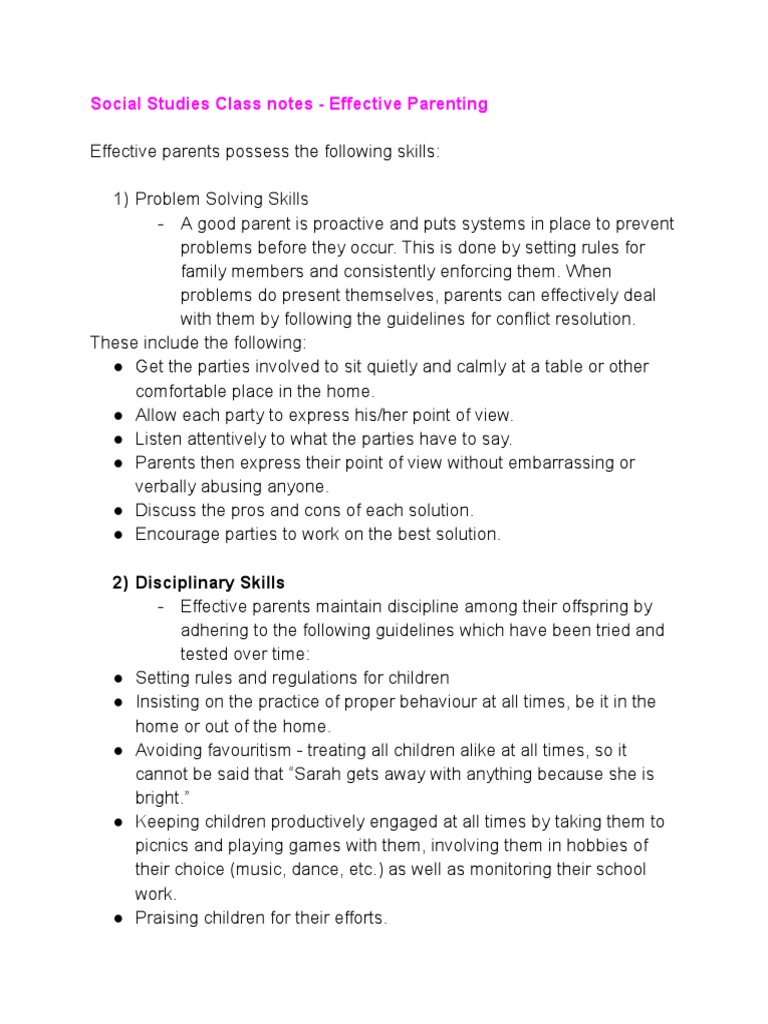 Effective Parenting Skills in Social Studies | PDF | Disciplines ...