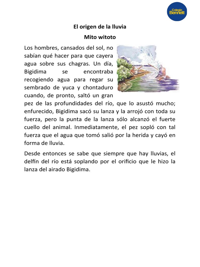 Mito witoto: Origen de la lluvia | PDF