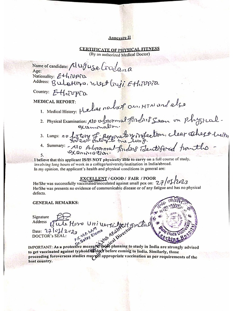 Fitness Certificate PDF