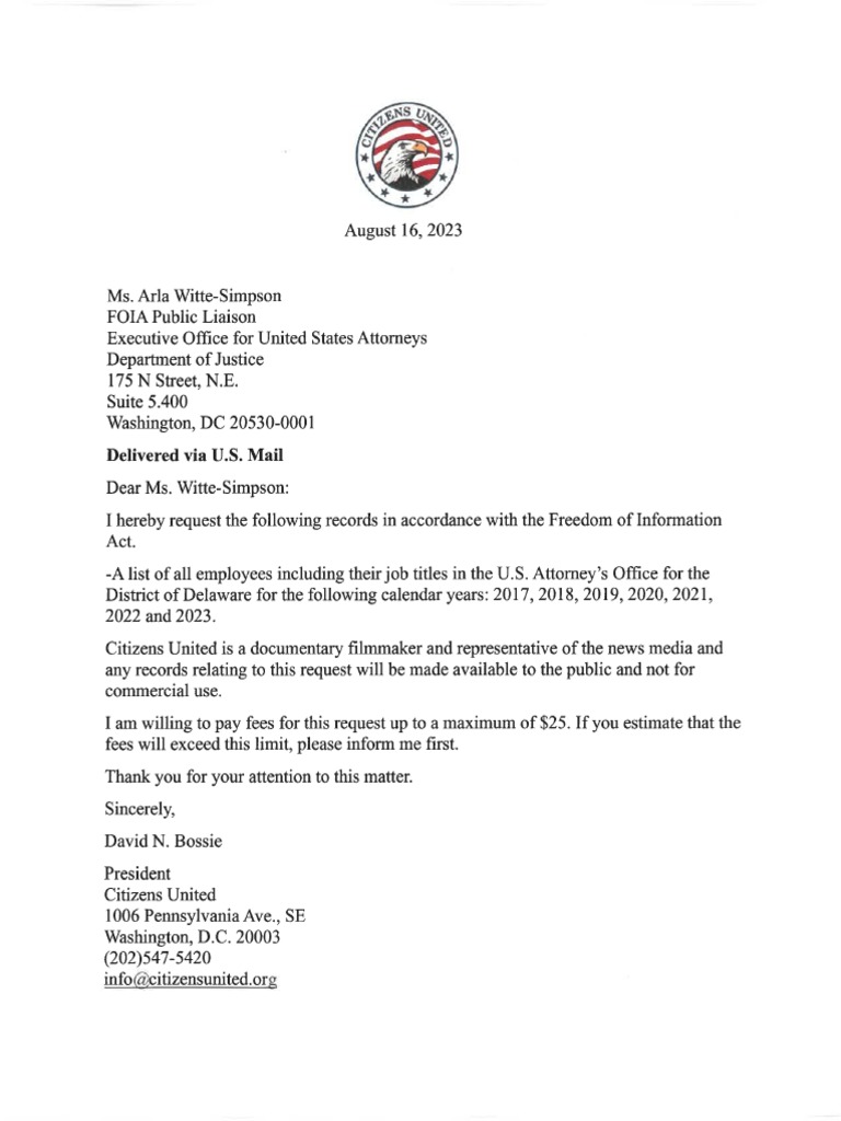 citizens-united-department-of-justice-foia-request-special-counsel