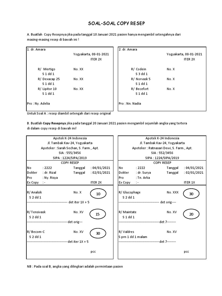 Contoh Soal Copy Resep dan Penyelesaian | PDF