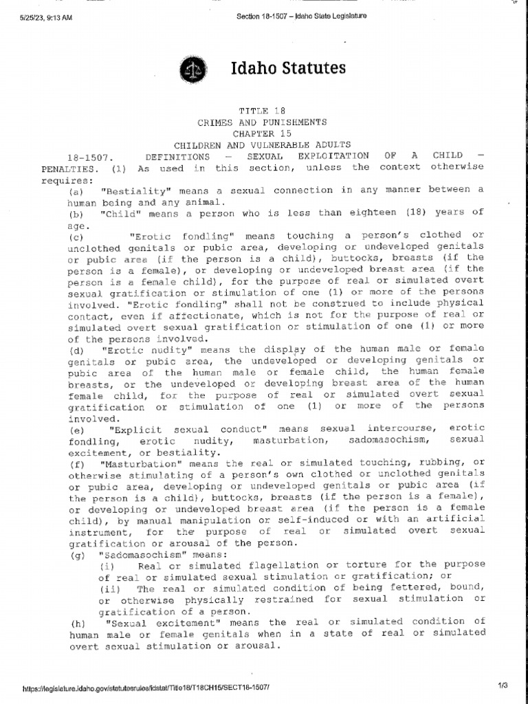 Idaho State Statute Section 181507 PDF