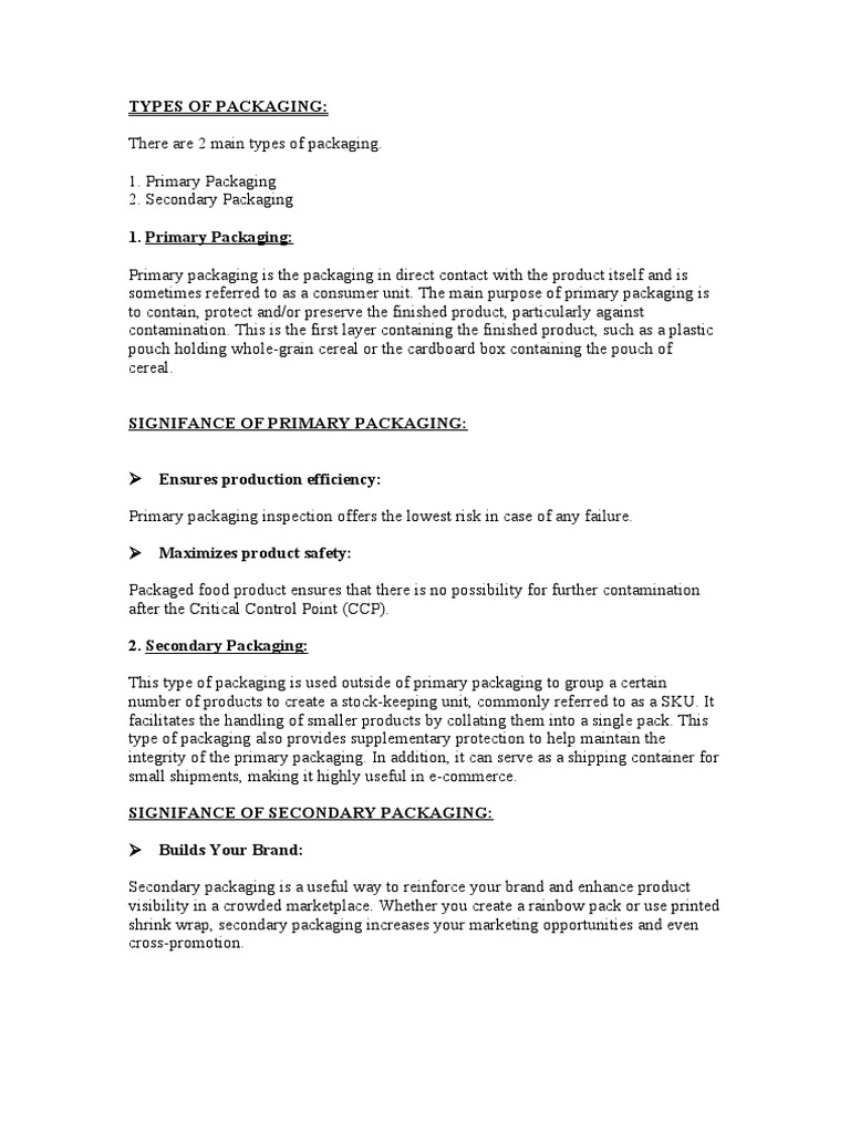 Types of Packaging PDF