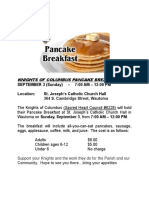 Knights of Columbus Pancake Breakfast - 9-3-23