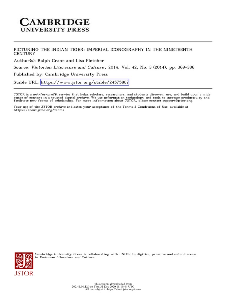 Crane Fletcher Indian Tiger Picture Iconography PDF