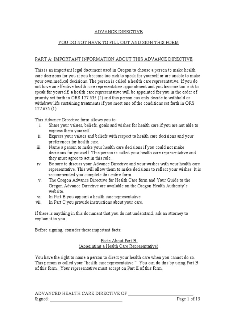 Advanced Directive TEMPLATE MIN PDF Palliative Care Public Services