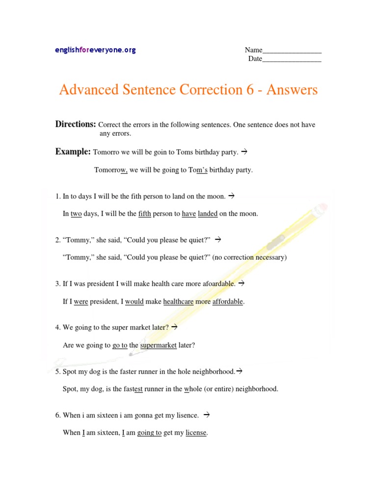 Advanced Sentence Correction 6 - Answers | PDF | Language Arts & Discipline