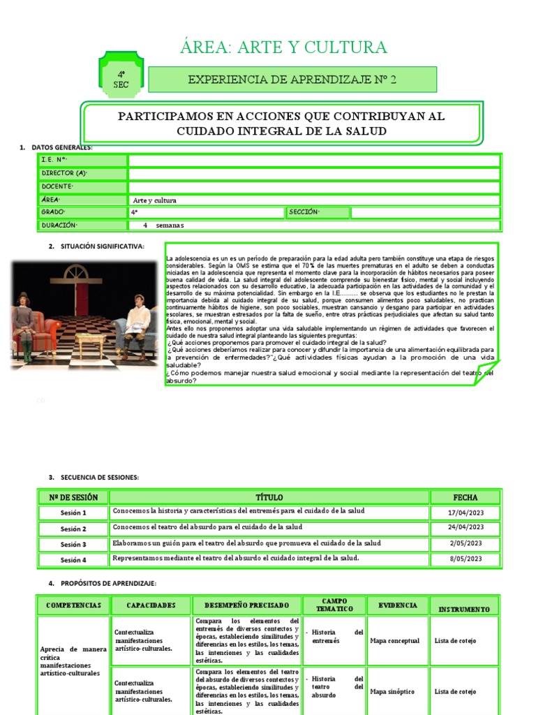 4º Experiencia de Aprendizaje - Exp. 02 - Arte y Cultura | PDF