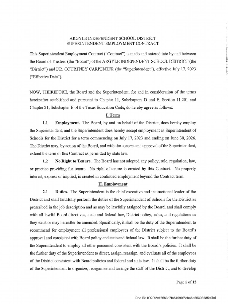 Argyle ISD Contract PDF