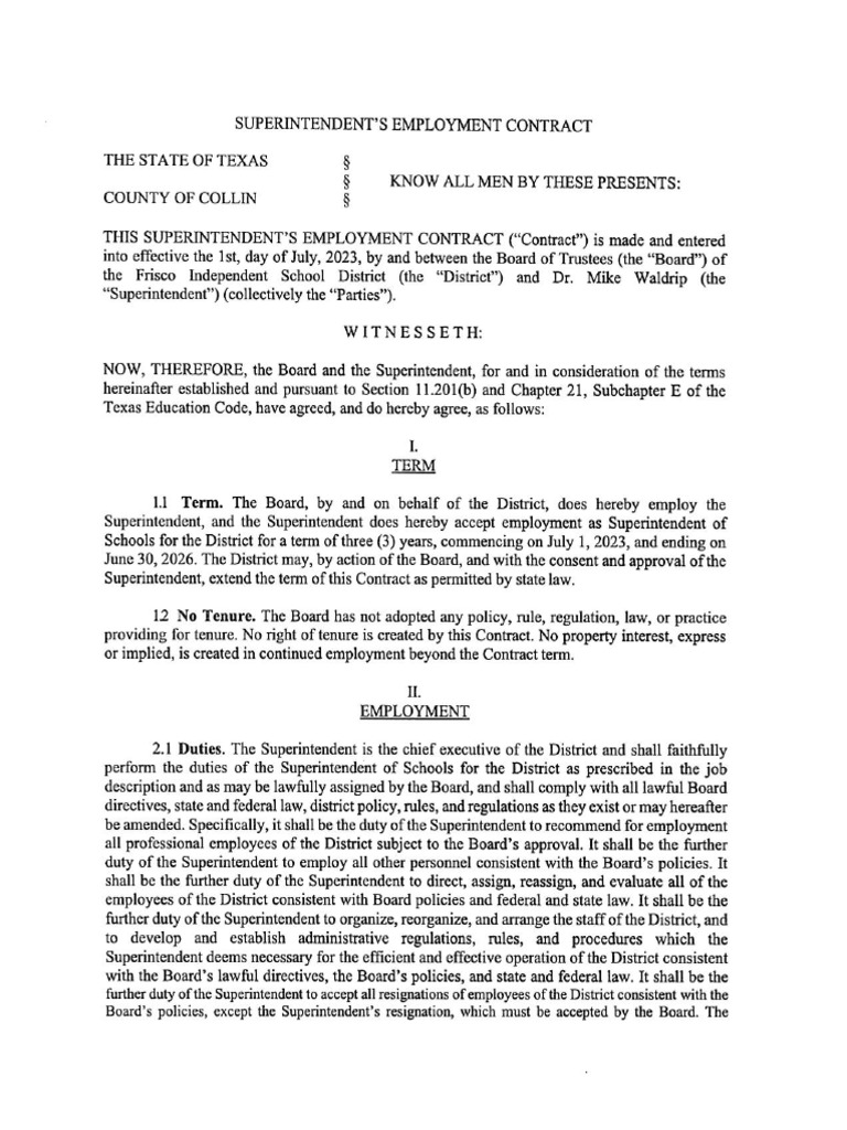 Frisco ISD Contract PDF