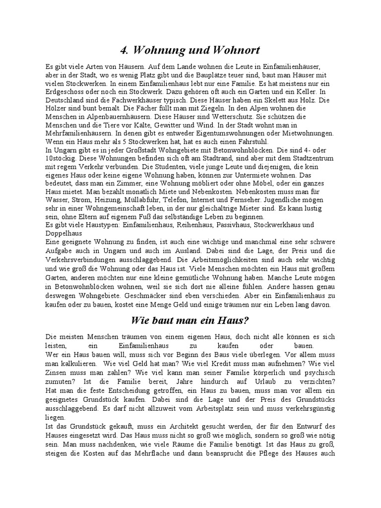 Wohnen Und Wohnung PDF