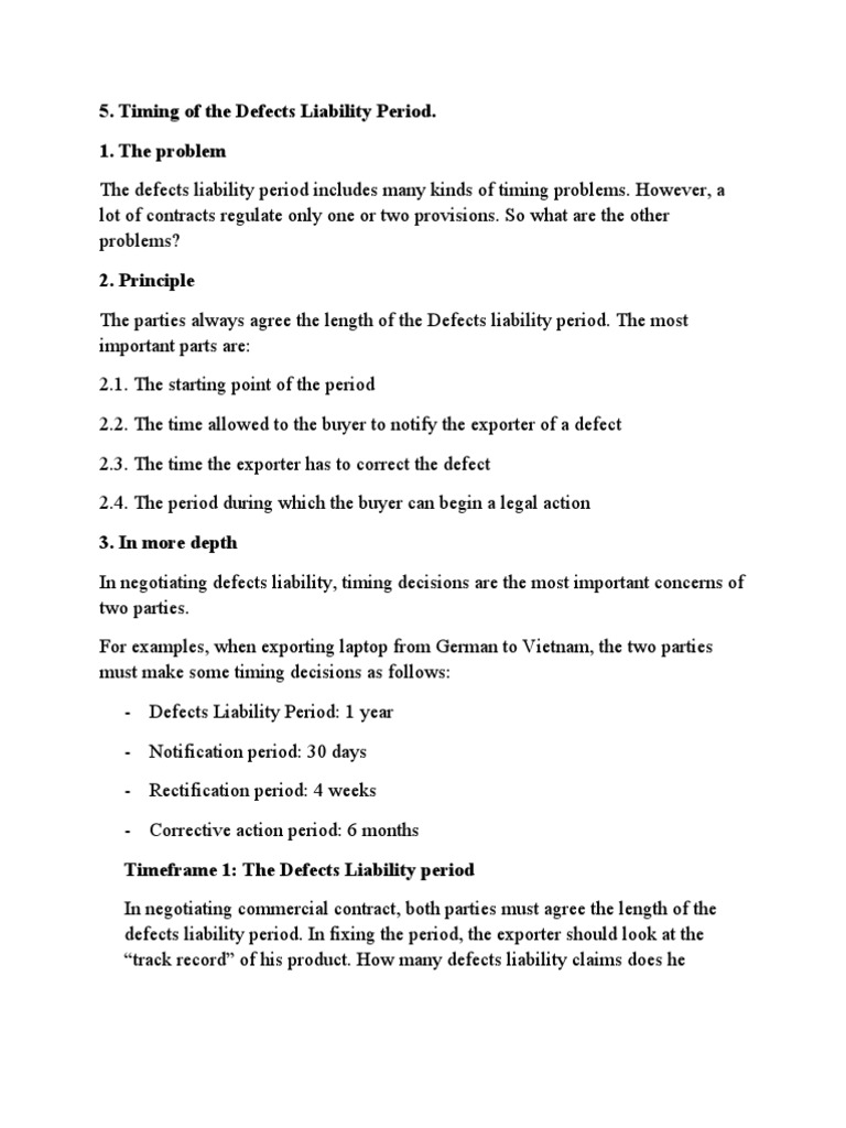 Defects Liability Period Timing Issues | PDF