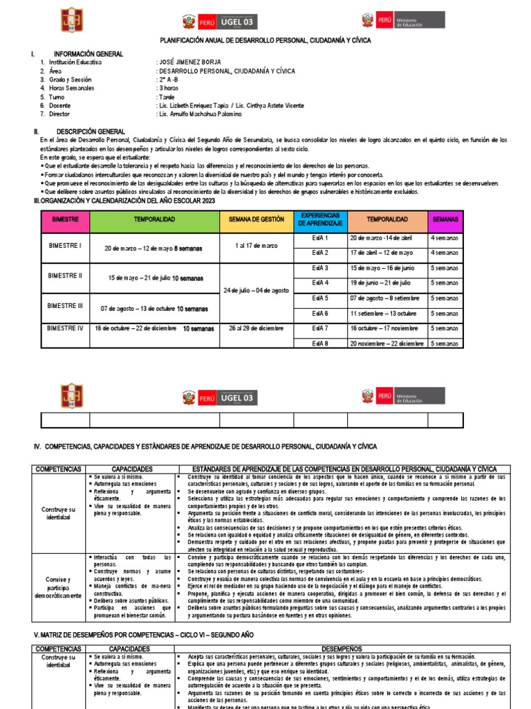 Planificación Anual 2do DPCC | PDF | Enseñando | Entorno natural
