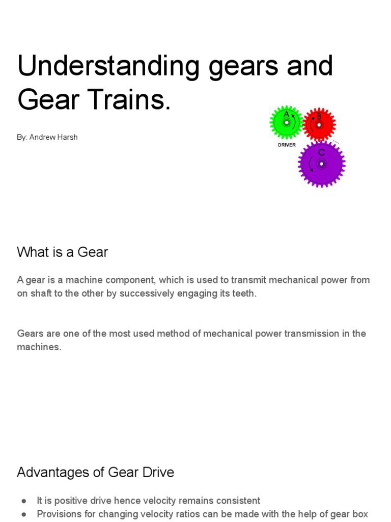 Understanding Gears and Gear Trains PDF