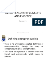 Lesson 3 ENTREPRENEURSHIP CONCEPTS AND EVIDENCE