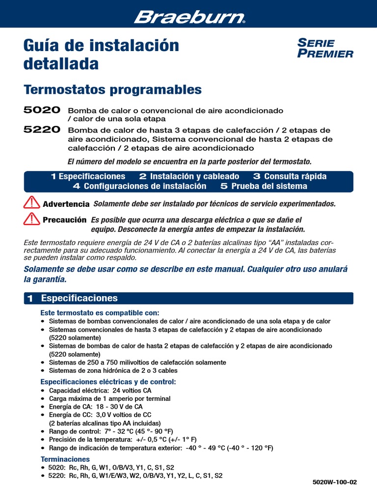 BRAEBURN 50205220 Installer SP PDF